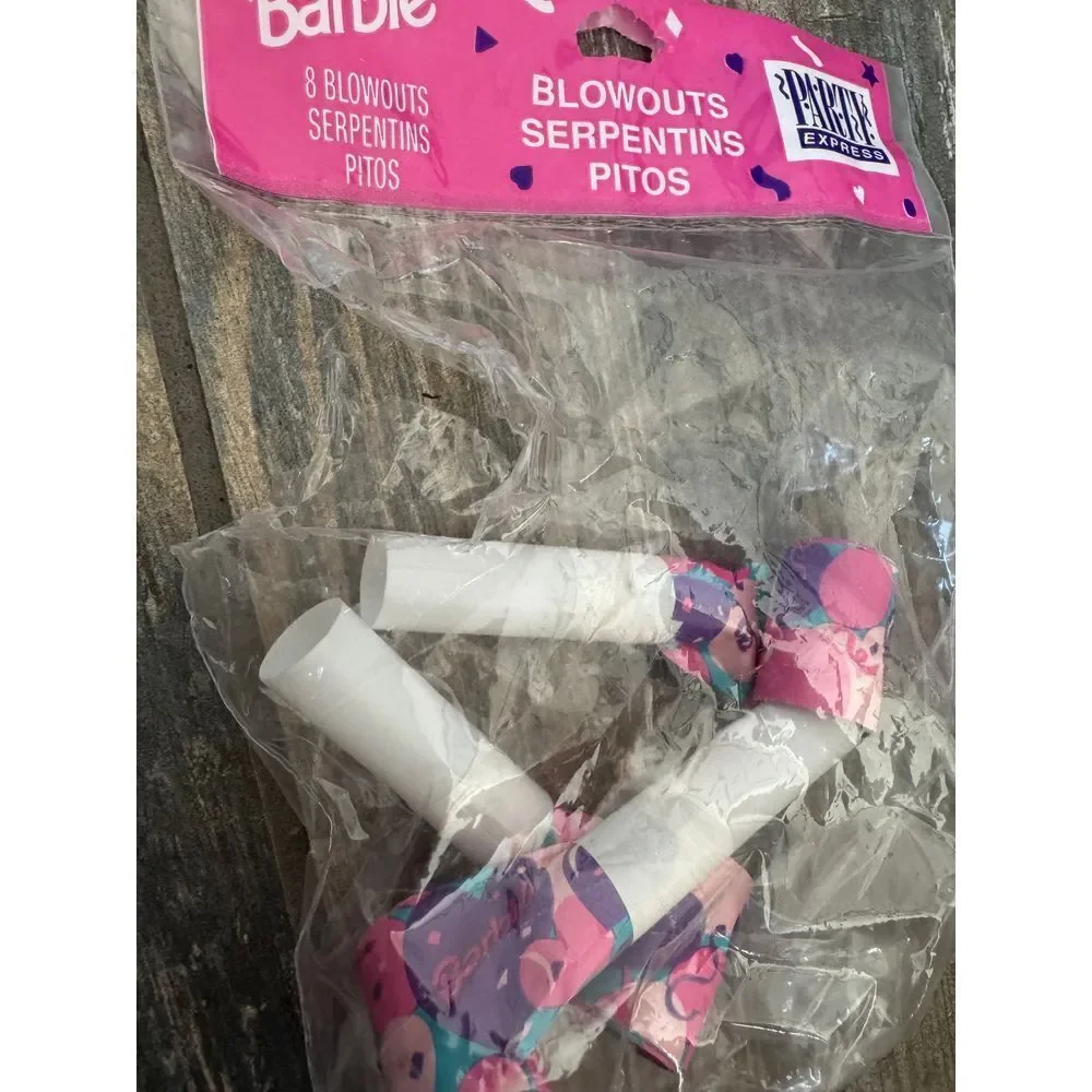 Vintage 1990s Barbie Party Favor Set 8 Mini Gift Bags 3 Blowouts Retro Decor